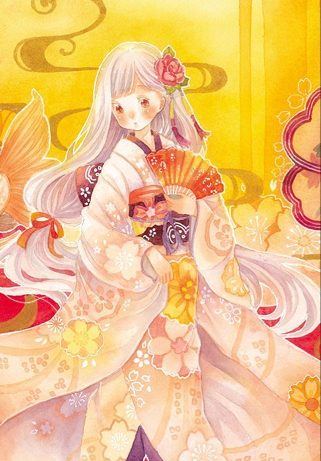 和风绘画 色彩丰富可爱的和风女孩插画