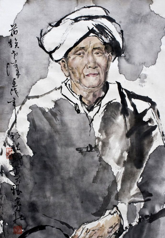 自学成才,风格独特,梁岩人物画作品欣赏