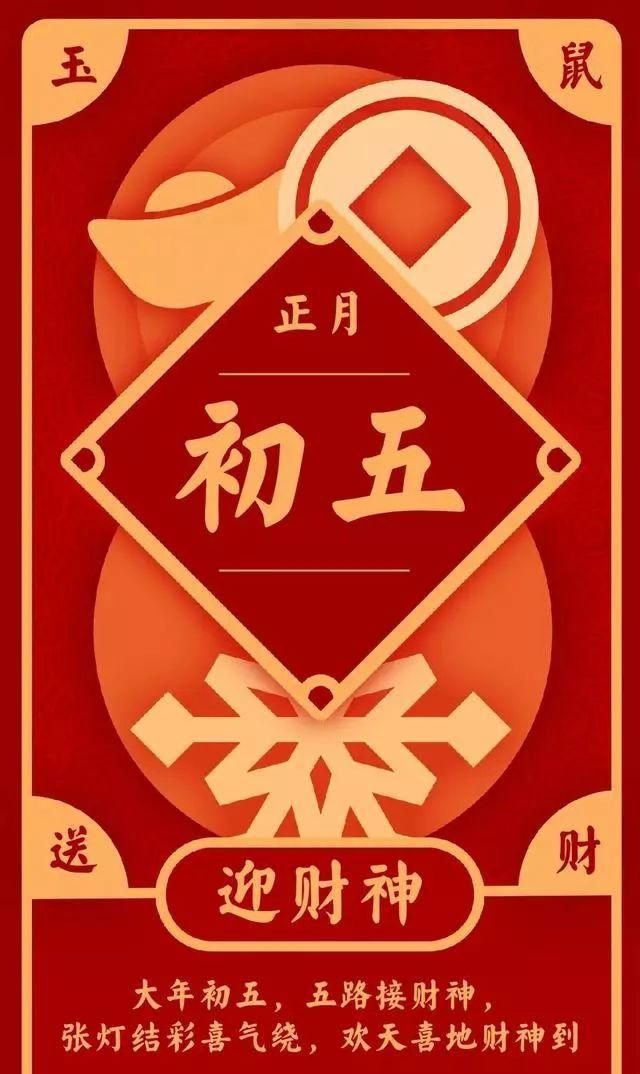 大年初五迎财神图片配图大全2020鼠年正月初五早安图片很经典