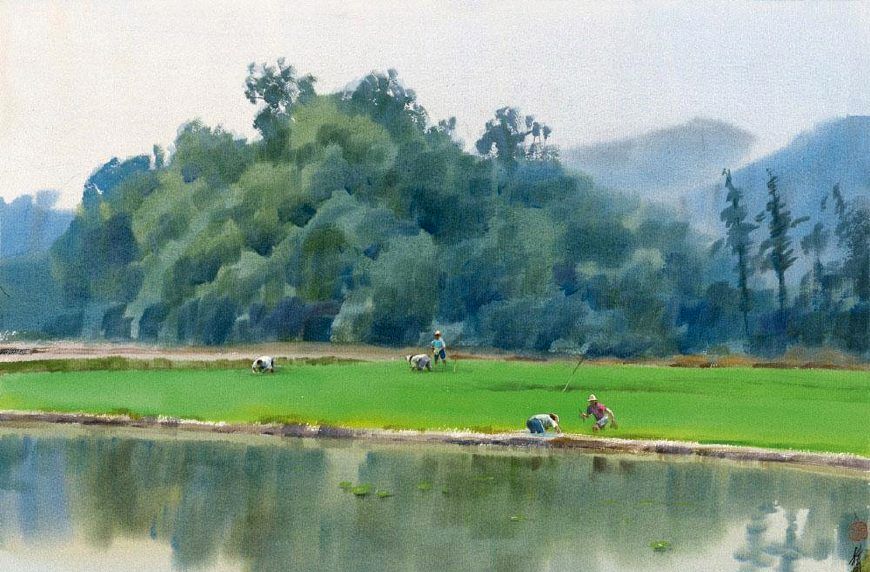 画风清爽静谧水彩画名家黄铁山风景画作品欣赏