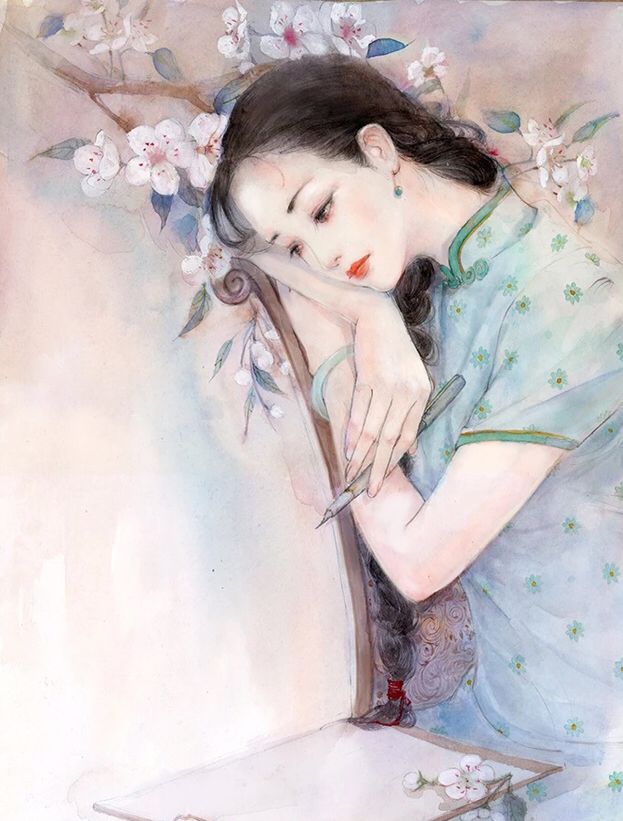 民国风人物手绘庭院深深深几许最是唯美民国风