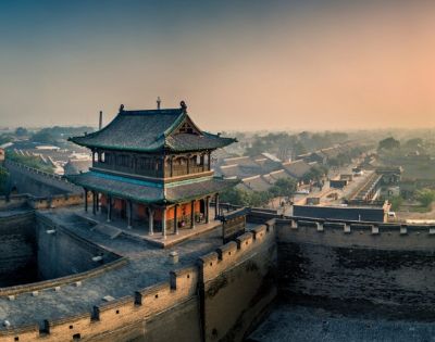 俯视平遥古城庞大的古建筑群你没见过的古城