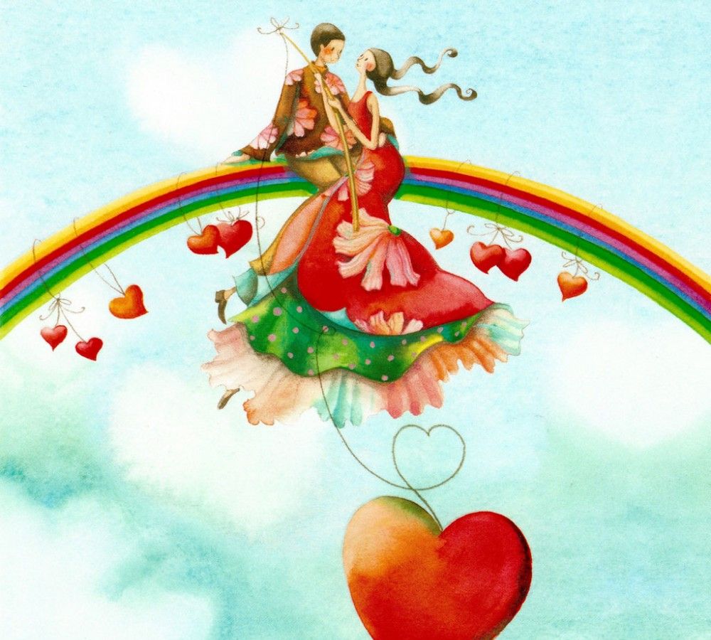 插画艺术家ninachen作品当爱情来临的时候