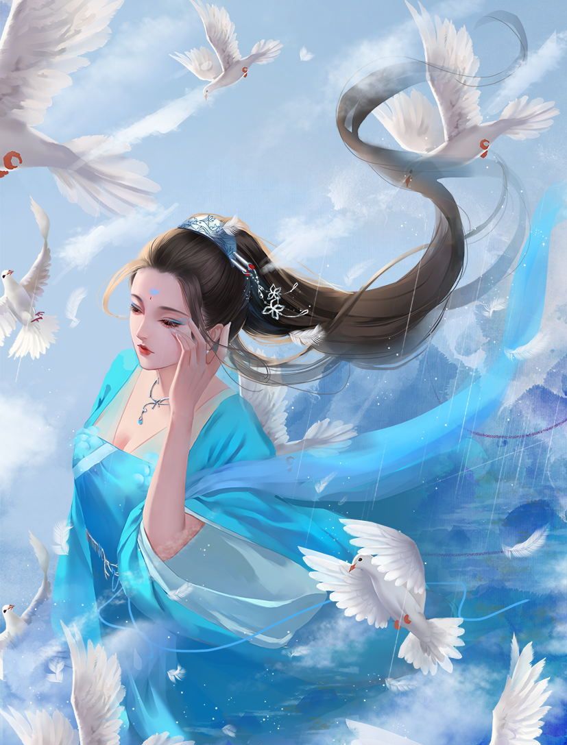 古风手绘绝美妖娆美女壁纸:我喜欢你,只愿余生与你苍老