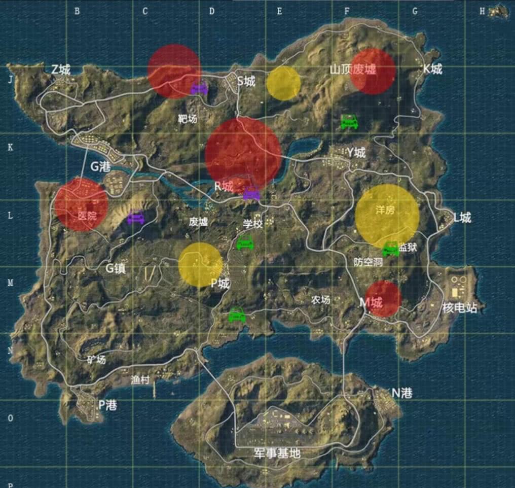 刺激战场官方认可的物资地图，P城只算中级，机场N港没姓名？