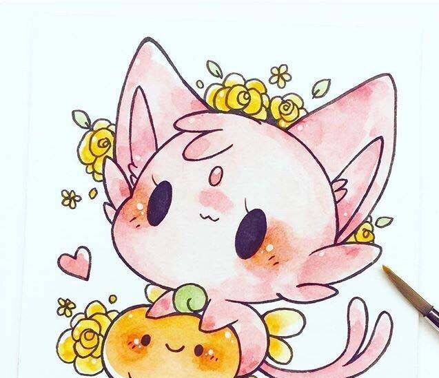 水彩手绘可爱的动漫小精灵