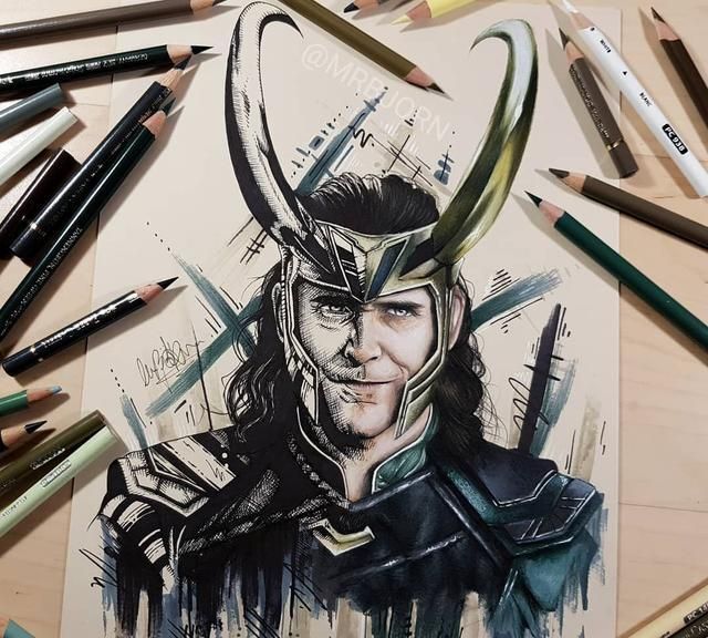 漫威系列彩铅手绘集合大佬自己画海报系列看图就热血澎湃