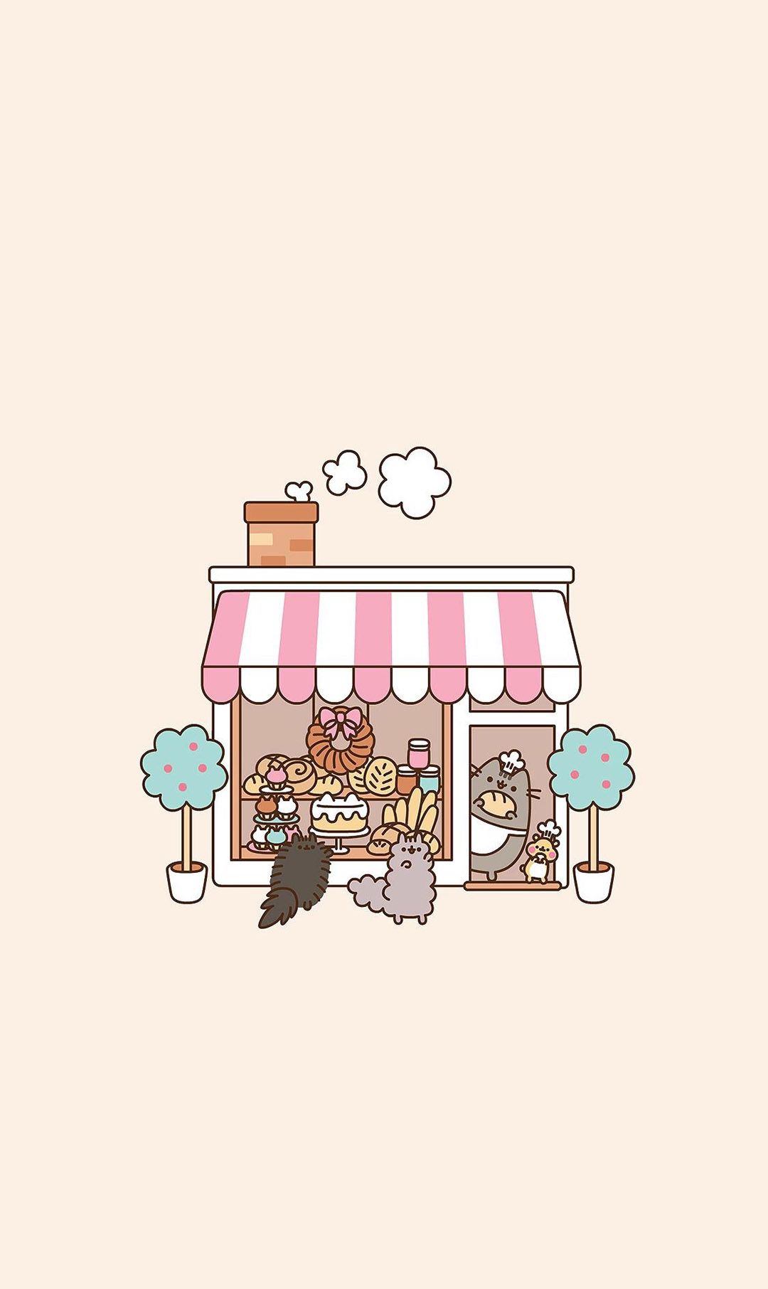 呆萌可爱卡通插画小动物图片手机壁纸,分辨率1080x1920