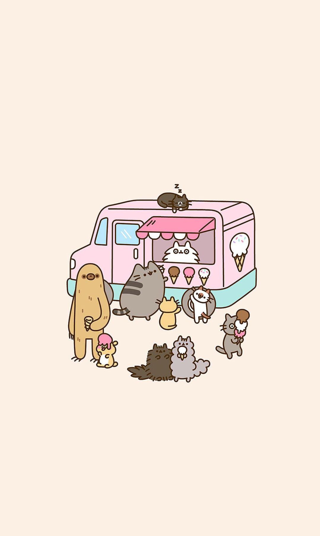 呆萌可爱卡通插画小动物图片手机壁纸,分辨率1080x1920