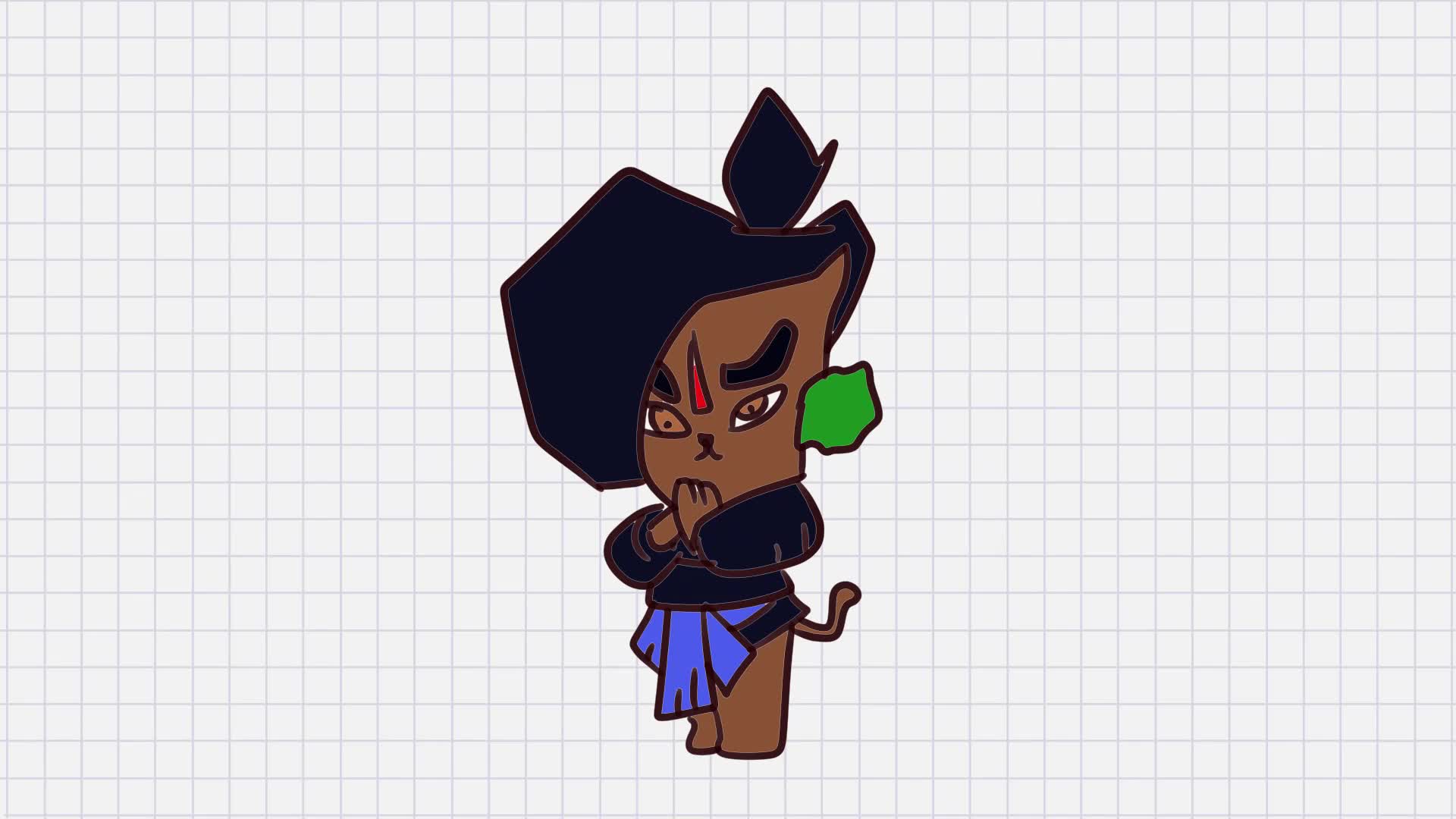 京剧猫简笔画,画京剧猫中的武崧简笔画