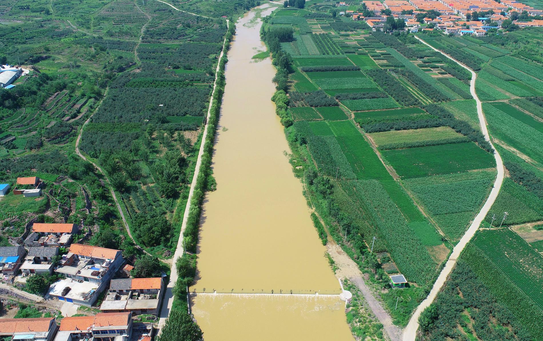 昨天一场急雨过后,烟台莱阳富水河重现"大河"风范