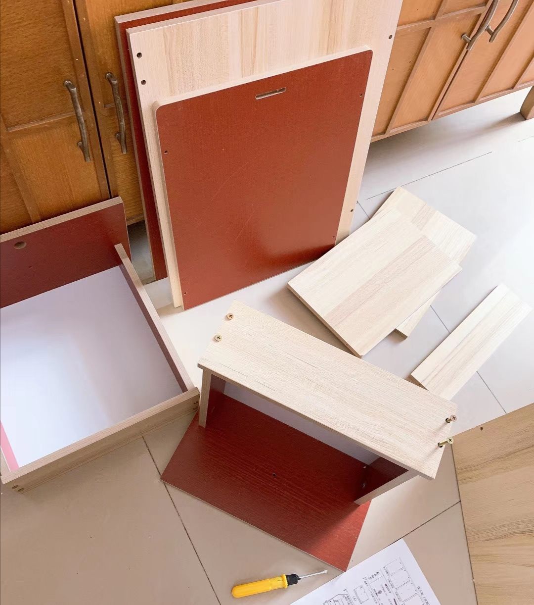 原木抽屉组装过程,完美成型