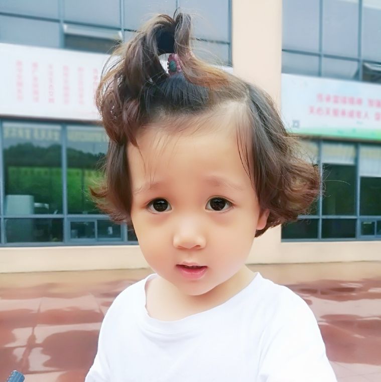 本以为豪豪的"冲天揪"已经很萌了,直到看到了哈琳这个发型