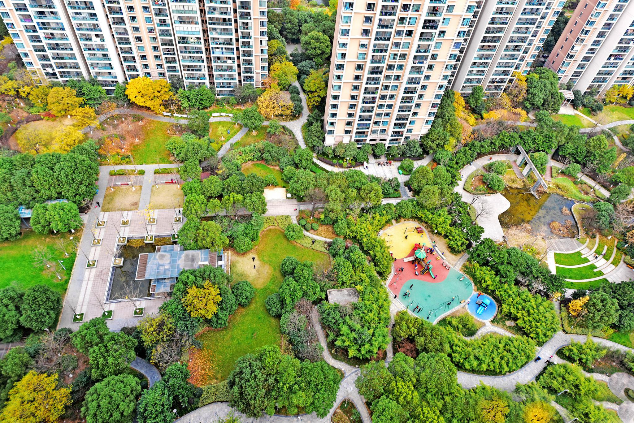 俯瞰别人家的小区冬景,江苏无锡新吴区.