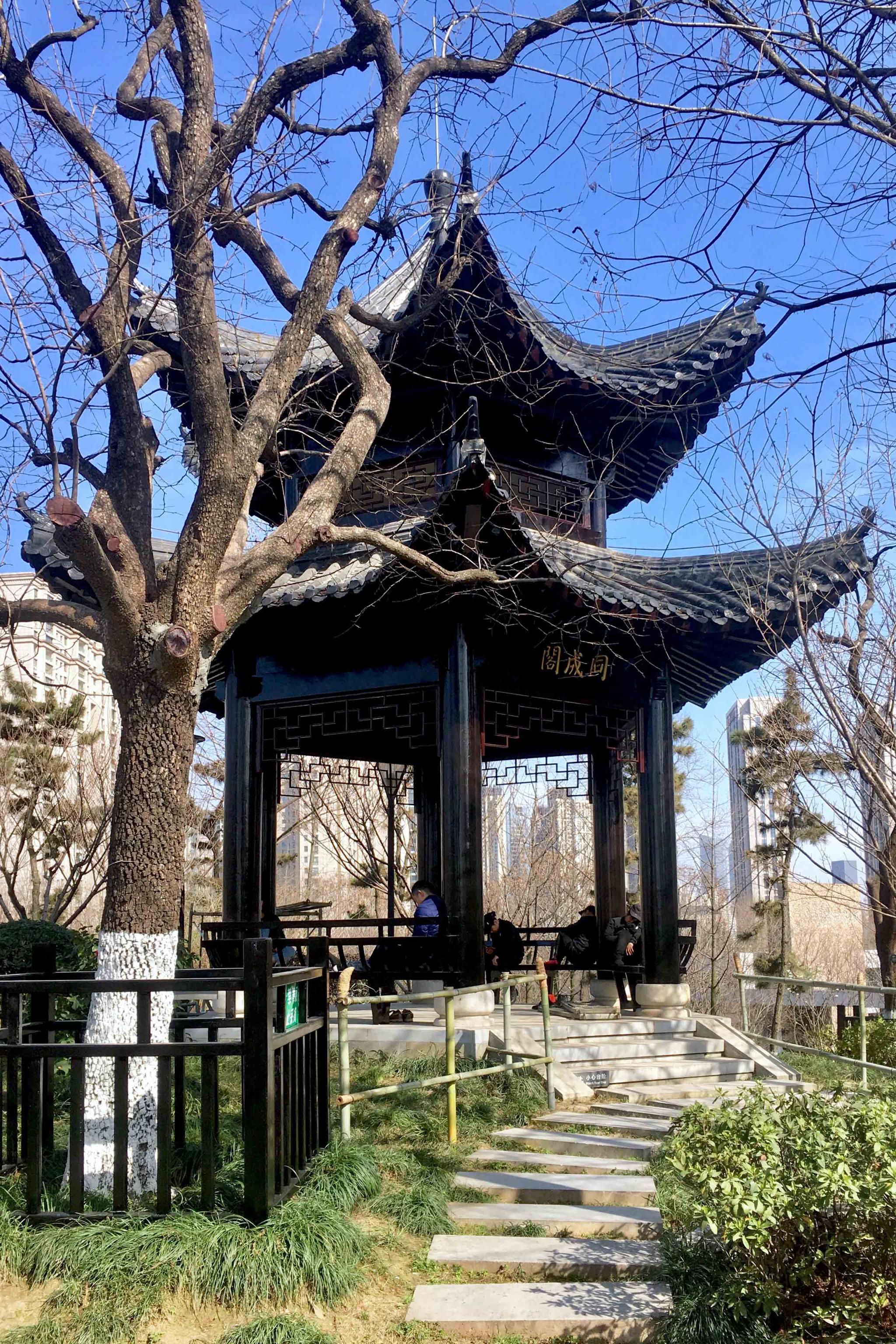 蓝天白云下的王家墩公园【湖北武汉 江汉区】