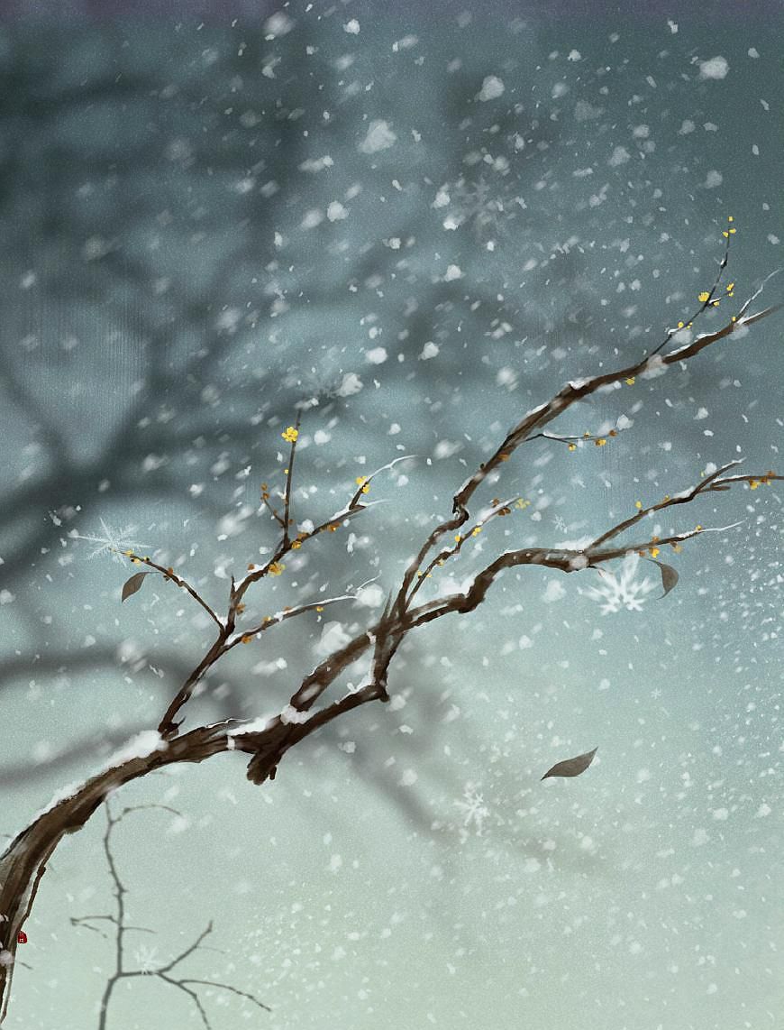 唯美古风壁纸六出飞花入户时坐看青竹变琼枝