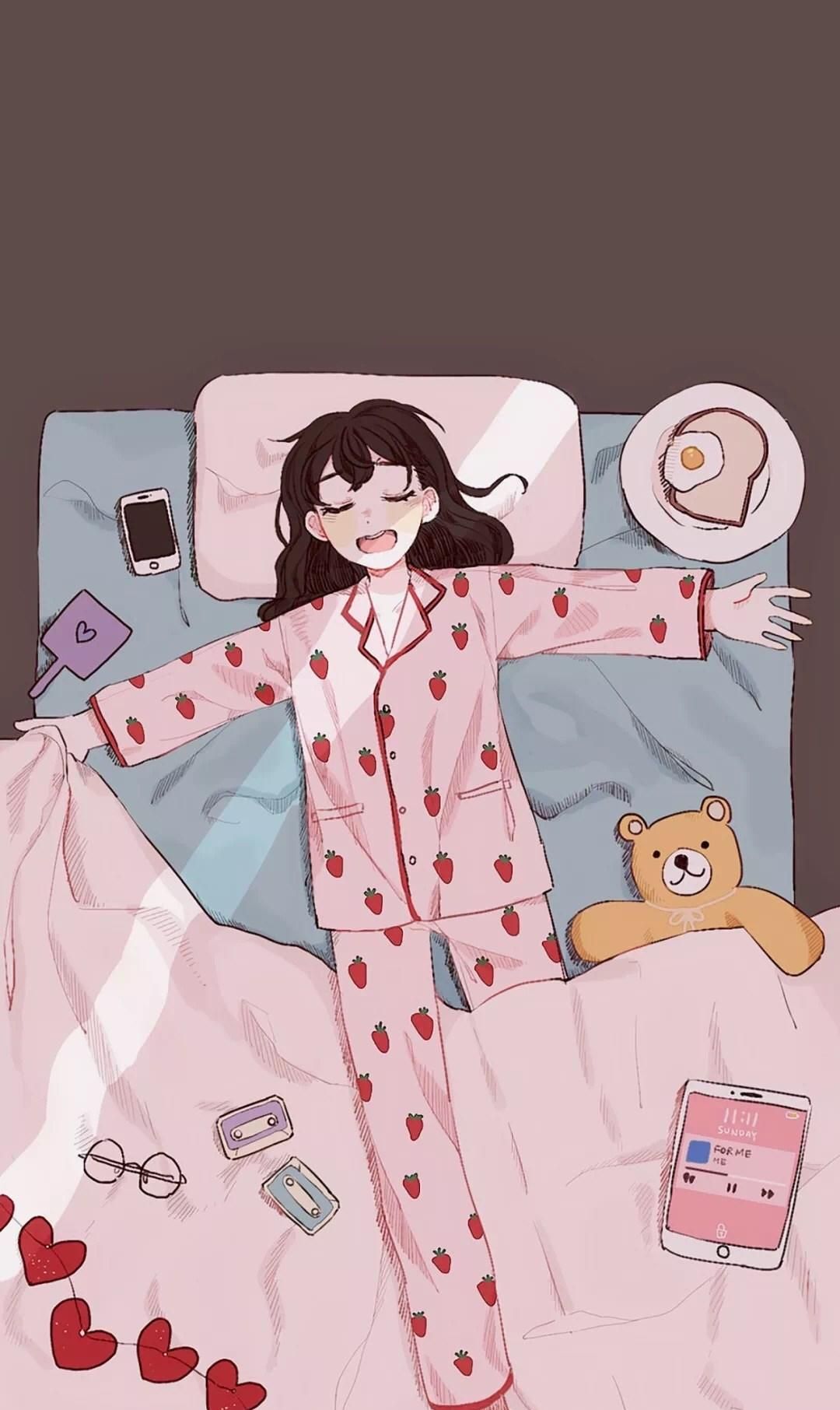 治愈系插画清新小女生的日常生活