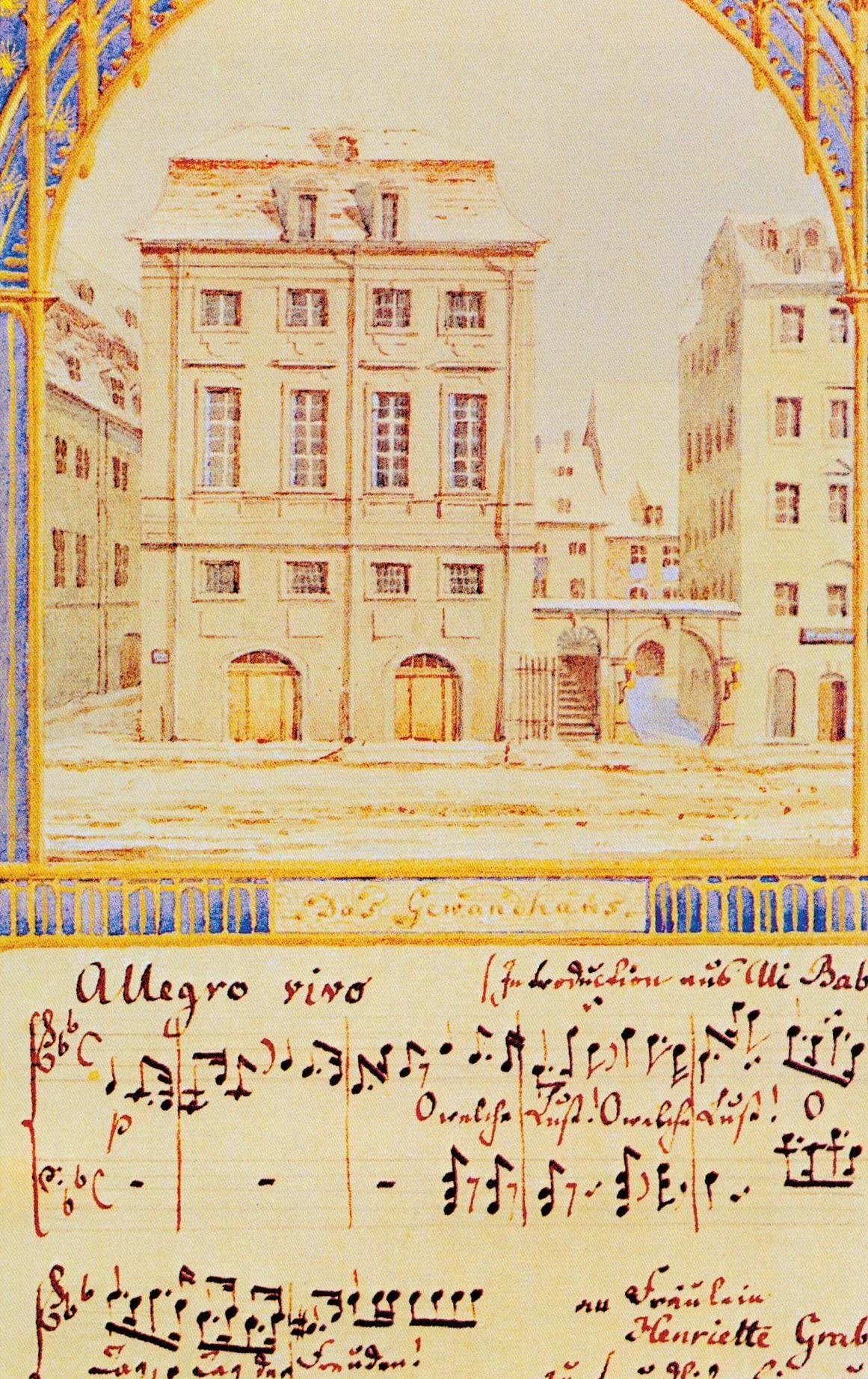 门德尔松的水彩画:德国莱比锡的布业会堂