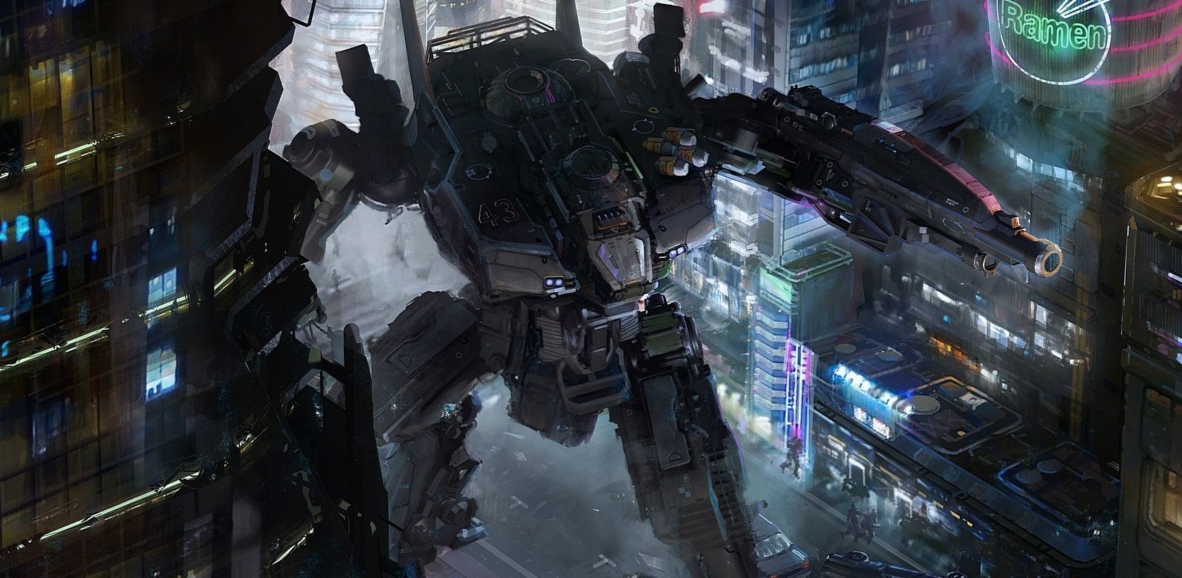 相当不错的一组机械和机甲设计作品钢铁金属构成的科幻插画大作