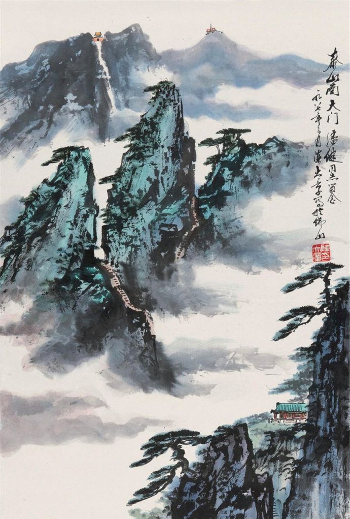 文博领域的大画家陈大章山水画作品欣赏