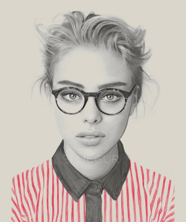 铅笔画美丽的瞬间一组女性肖像画作品画家keimeguro