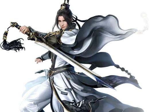 《逆天邪神》云澈的虎魄剑指向下方,剑身之上燃起熊熊烈焰