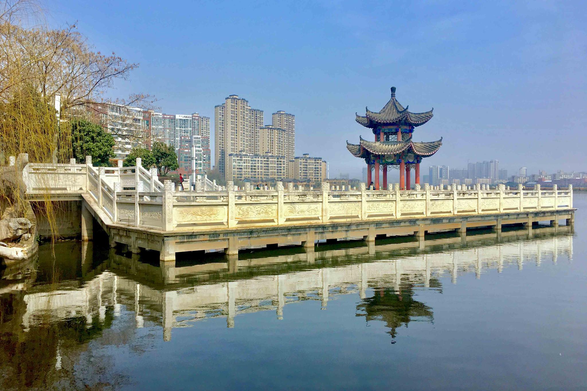 谭鑫培公园小景湖北武汉江夏区