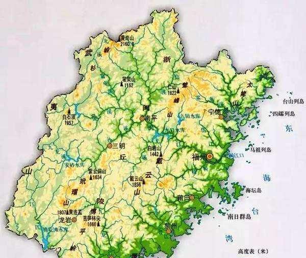 福建省地形图