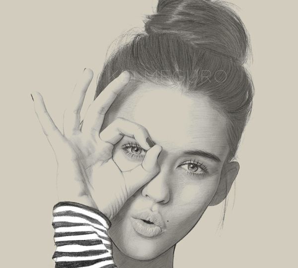 铅笔画美丽的瞬间一组女性肖像画作品画家keimeguro