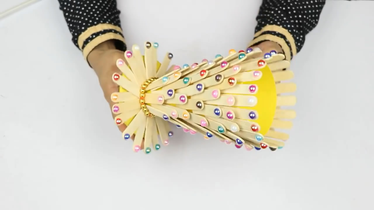 旧物改造diy雪糕棍花瓶的制作方法简单易学