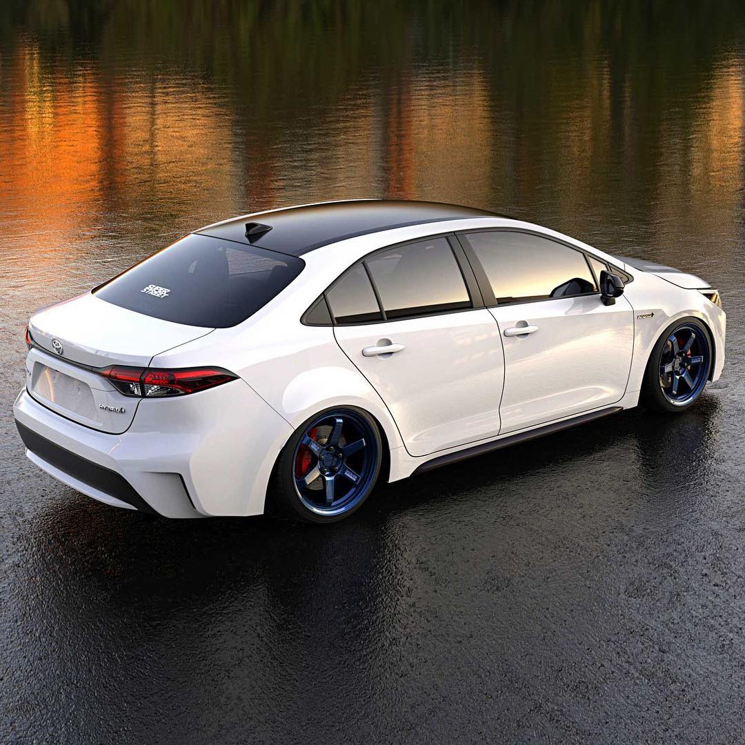 搭配18寸蓝色volk racing te37sl轮毂的全新丰田卡罗拉!