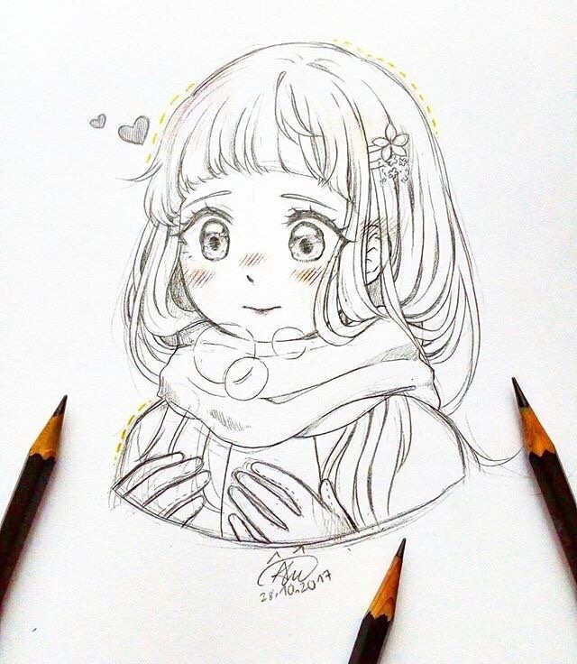 动漫人物简笔画线稿 可爱的小女孩 来自ins:alustrations