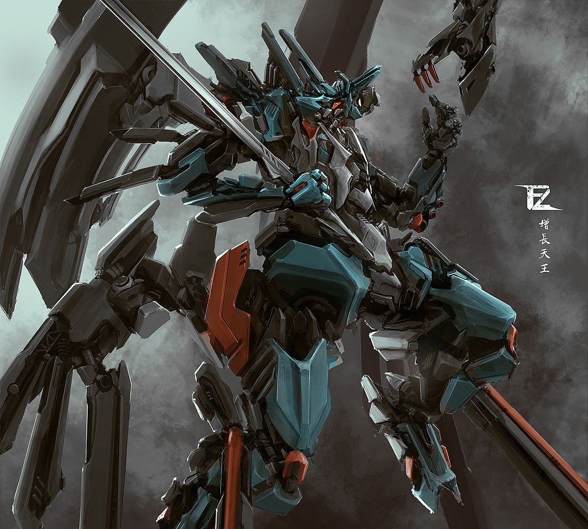 相当不错的一组机械和机甲设计作品钢铁金属构成的科幻插画大作