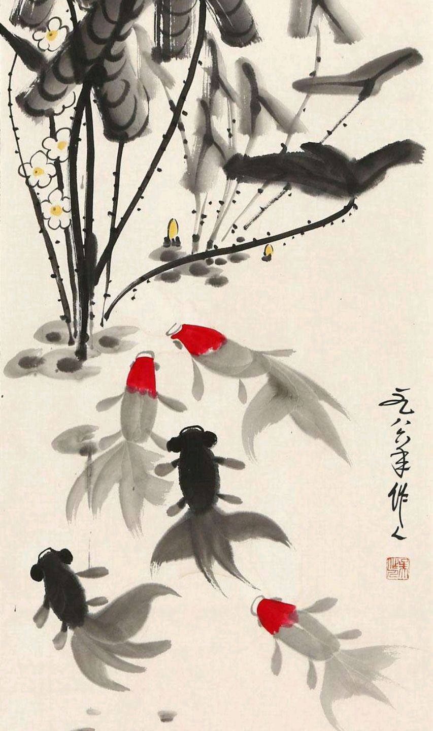 国画大师徐悲鸿爱徒,著名画家吴作人,金鱼国画作品欣赏!