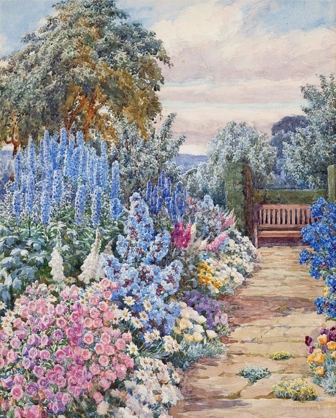 插画英国艺术家beatriceparsons作品色彩缤纷的花园