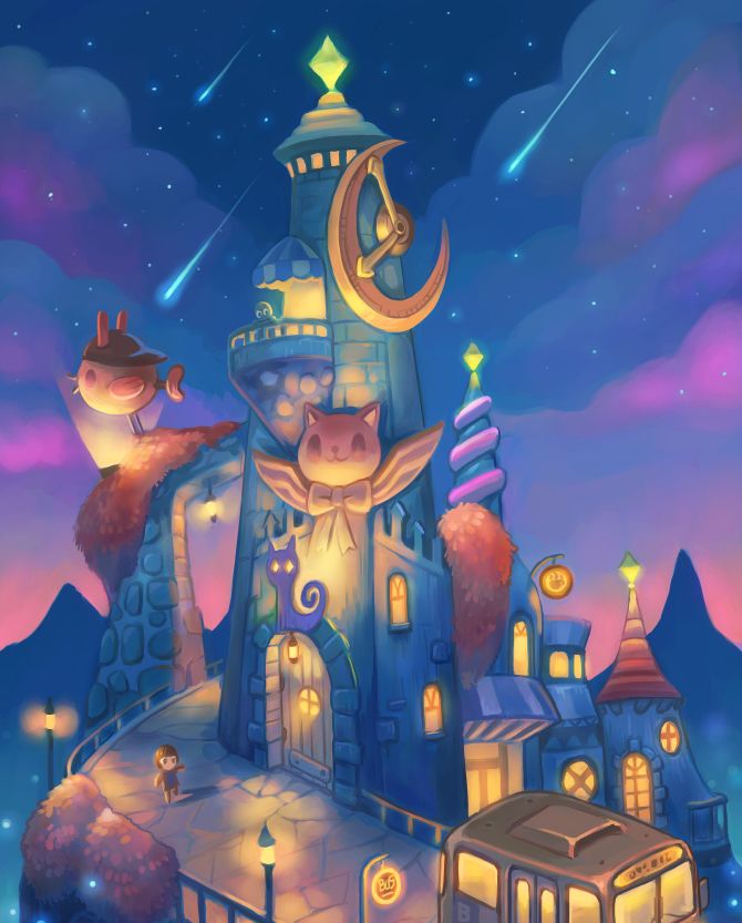 插画:色彩斑斓的奇幻世界,童话城堡