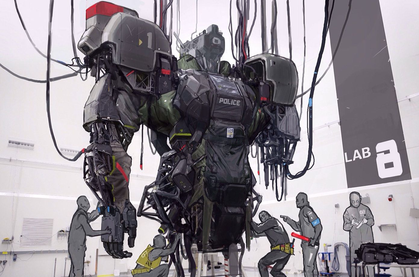 相当不错的一组机械和机甲设计作品钢铁金属构成的科幻插画大作