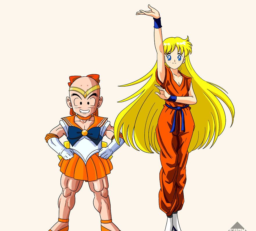 如果让美少女战士和七龙珠的角色互换服装 很有喜感