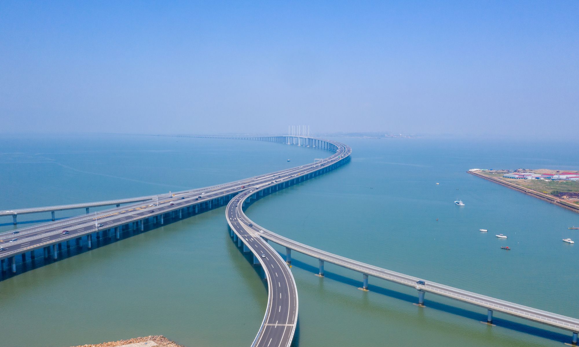 青岛胶州湾大桥 全景图片