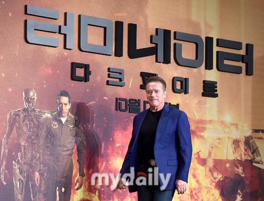 阿诺德·施瓦辛格出席《终结者6:黑暗命运》韩国发布会