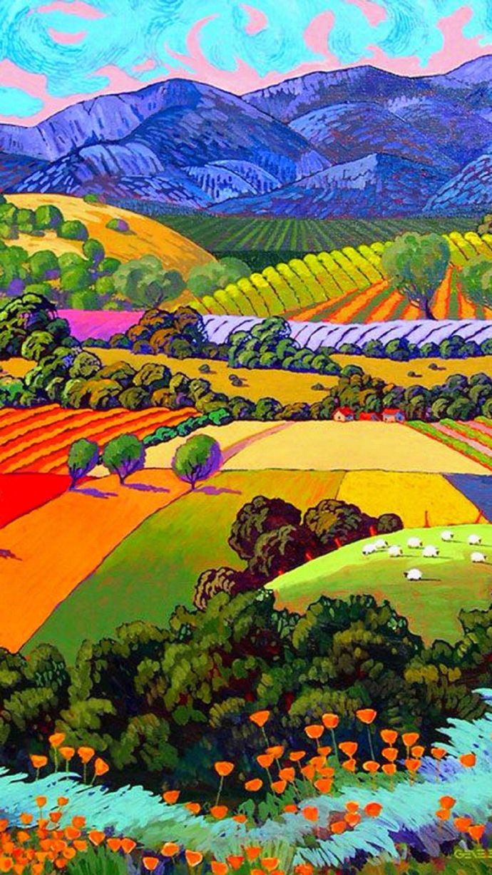 彩色田园油画 画家 gene brown