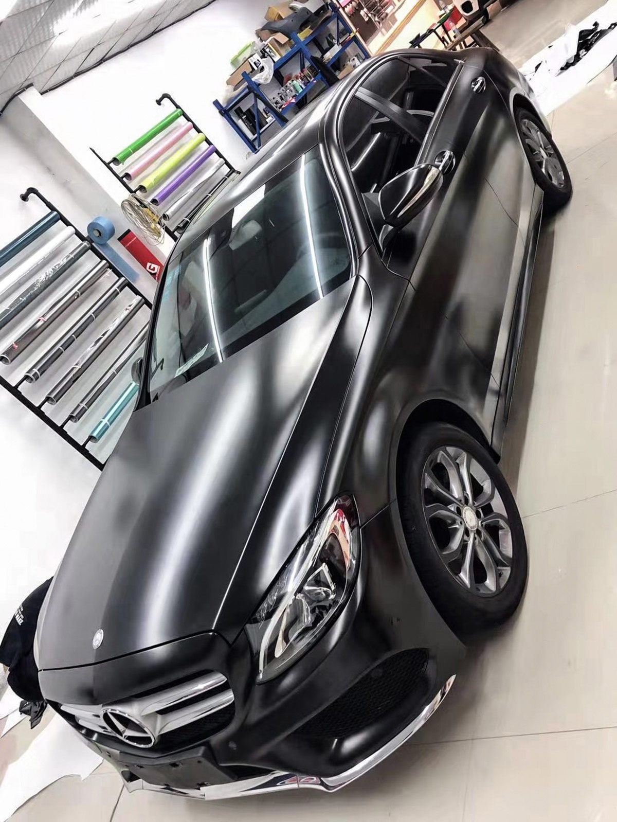 奔驰c180车身改色电光黑 rg瑞集改色膜宁波江北加盟店出品