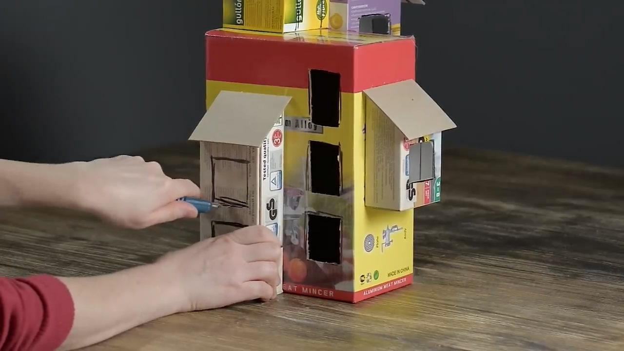 diy纸板楼房模型,手工难度4颗星,非常有创意(图解2-1)