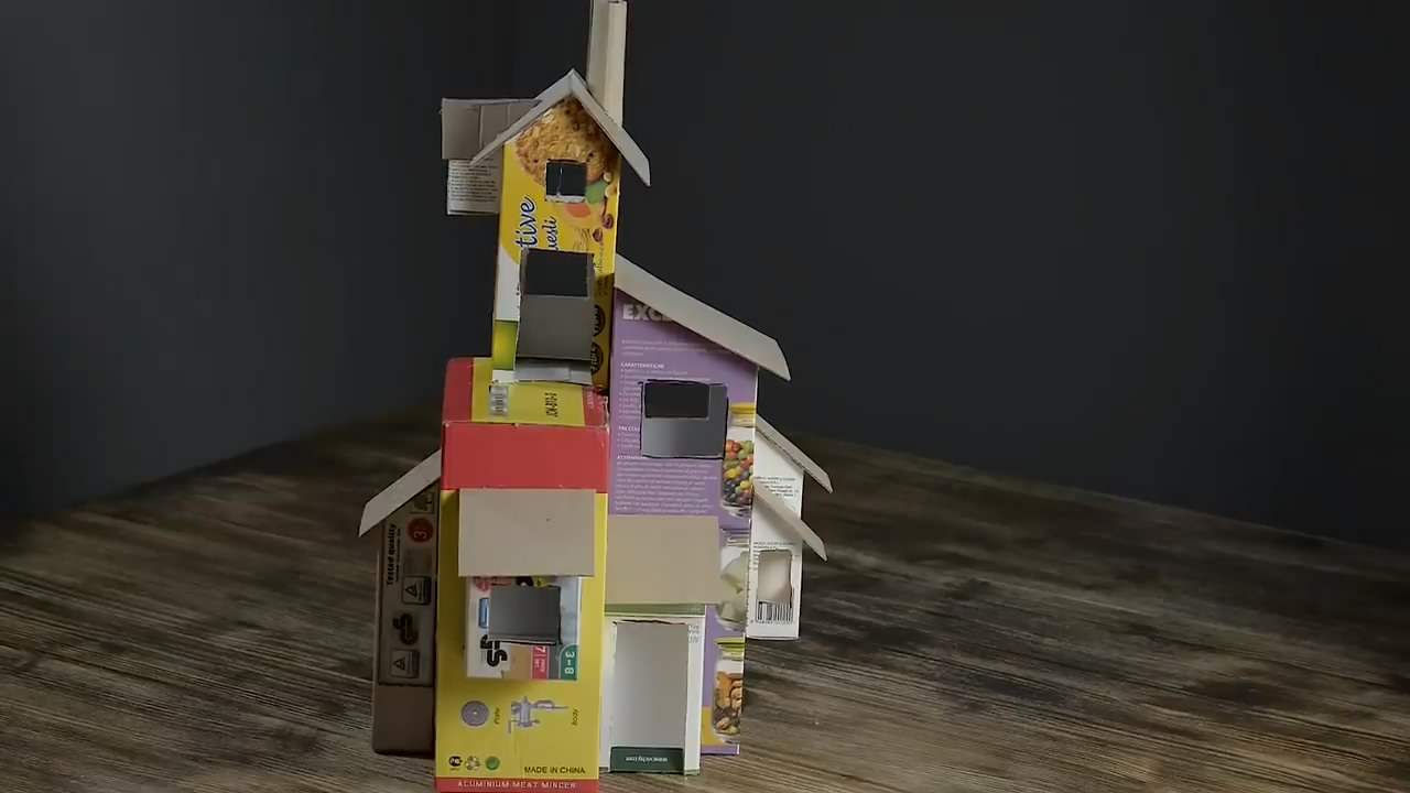 diy纸板楼房模型,手工难度4颗星,非常有创意(图解2-1)