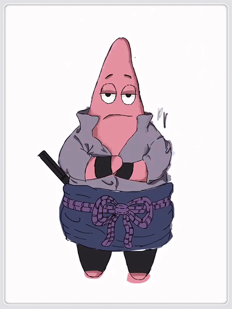 美术大佬画派大星画上海绵宝宝后却瞬间变身宇智波佐助