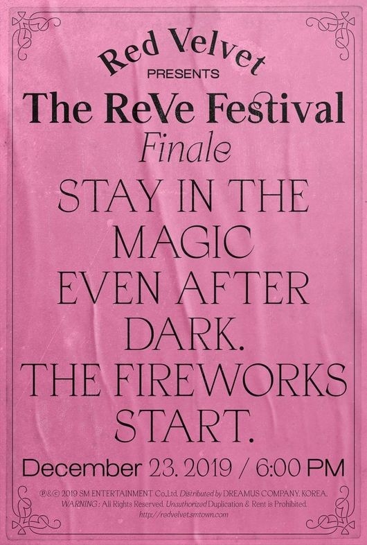 Red Velvet将于12月23日复出发行新专辑《The ReVe Festival‘Finale’》