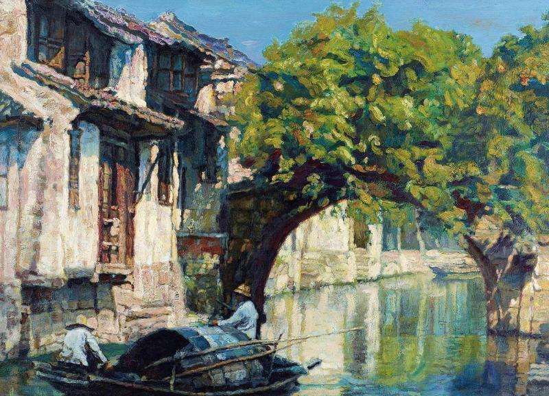 陈逸飞的老师画江南,纸上呈现浪漫主义色彩,网友:喜欢水彩画!