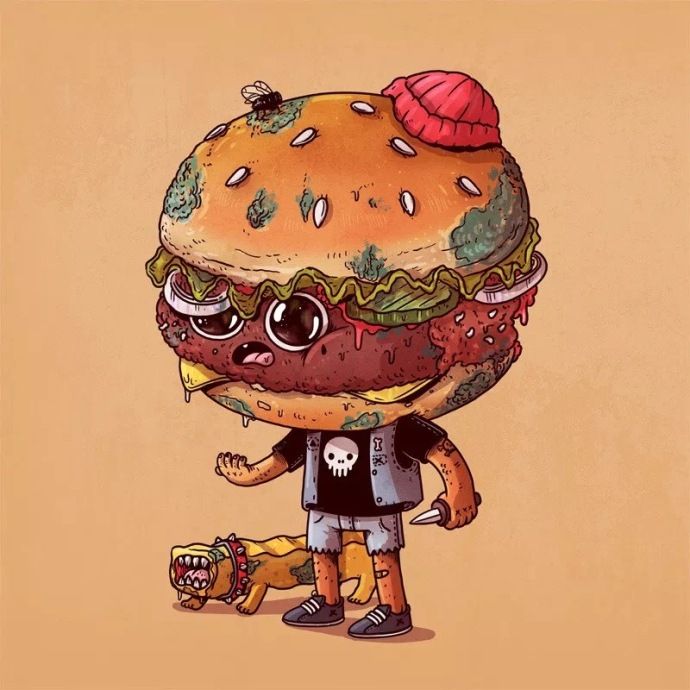 美国插画师 alex solis 创作了一组垃圾食品作品 看完你还想吃吗
