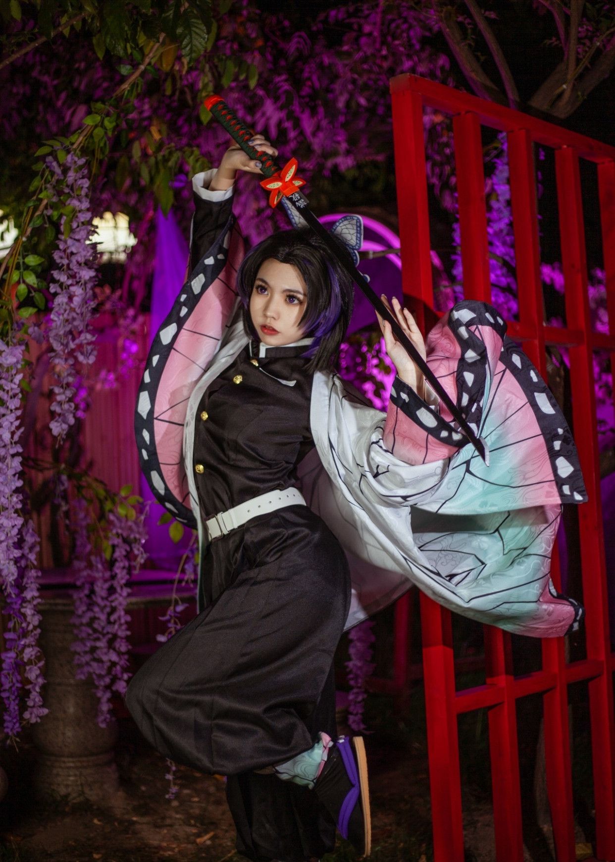 鬼灭之刃蝴蝶忍cos play超清大图__财经头条