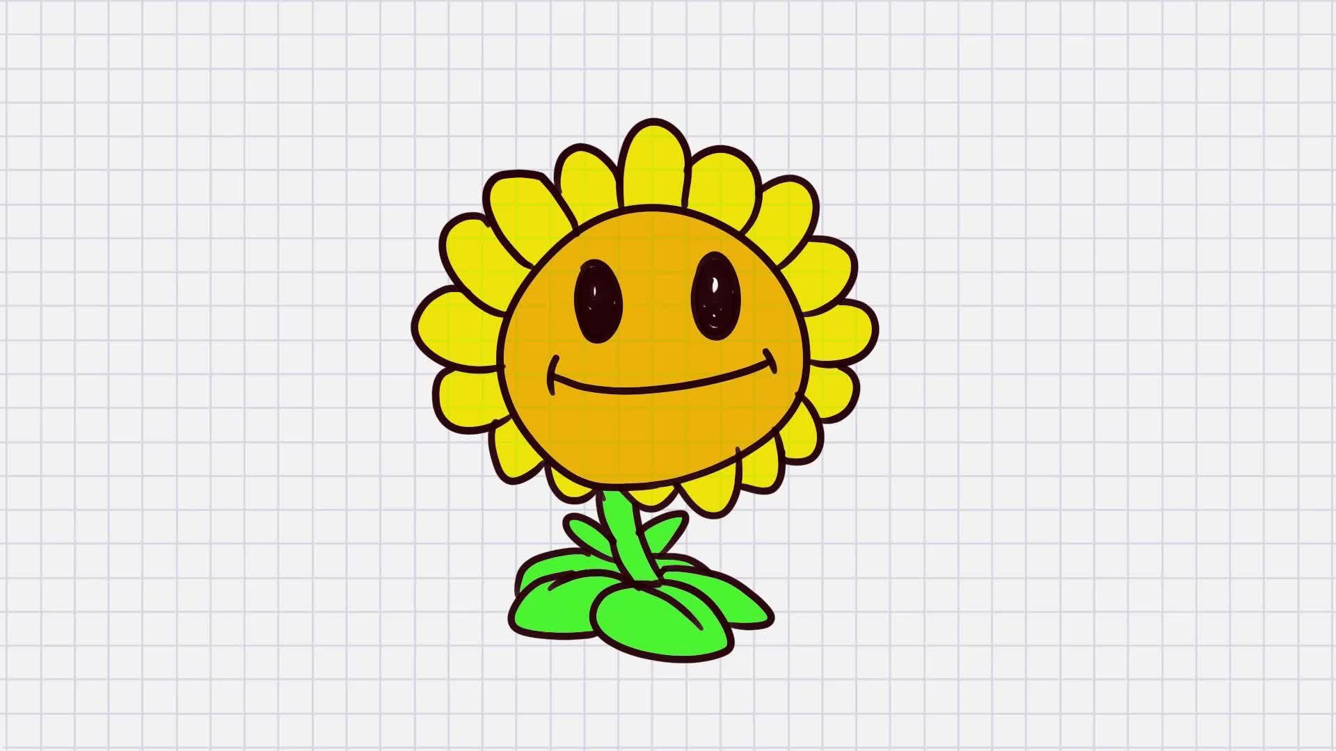 植物大战僵尸简笔画:画植物大战僵尸中的向日葵简笔画